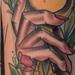 Tattoos - traditional color mirror with hand tattoo, Gary Dunn Art Junkies Tattoo - 78620